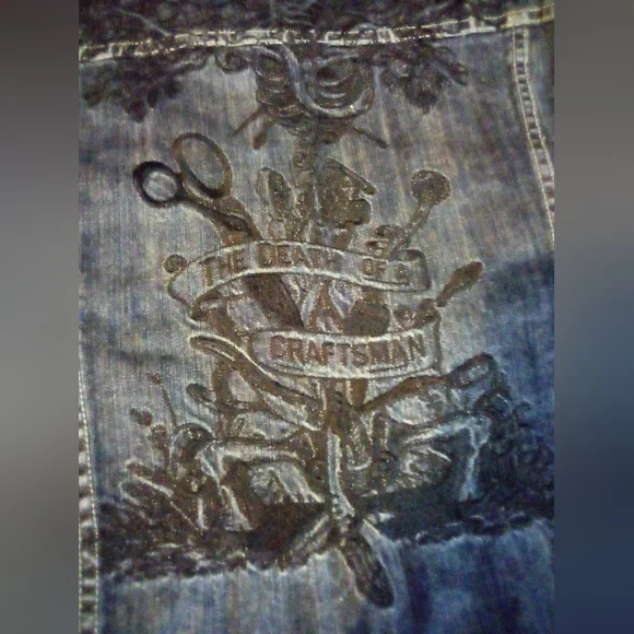 Artful Dodger (DEATH OF A CRAFTSMAN) Raw Blue Embroidered Denim Jacket Men's 2XL - Picture 7 of 16